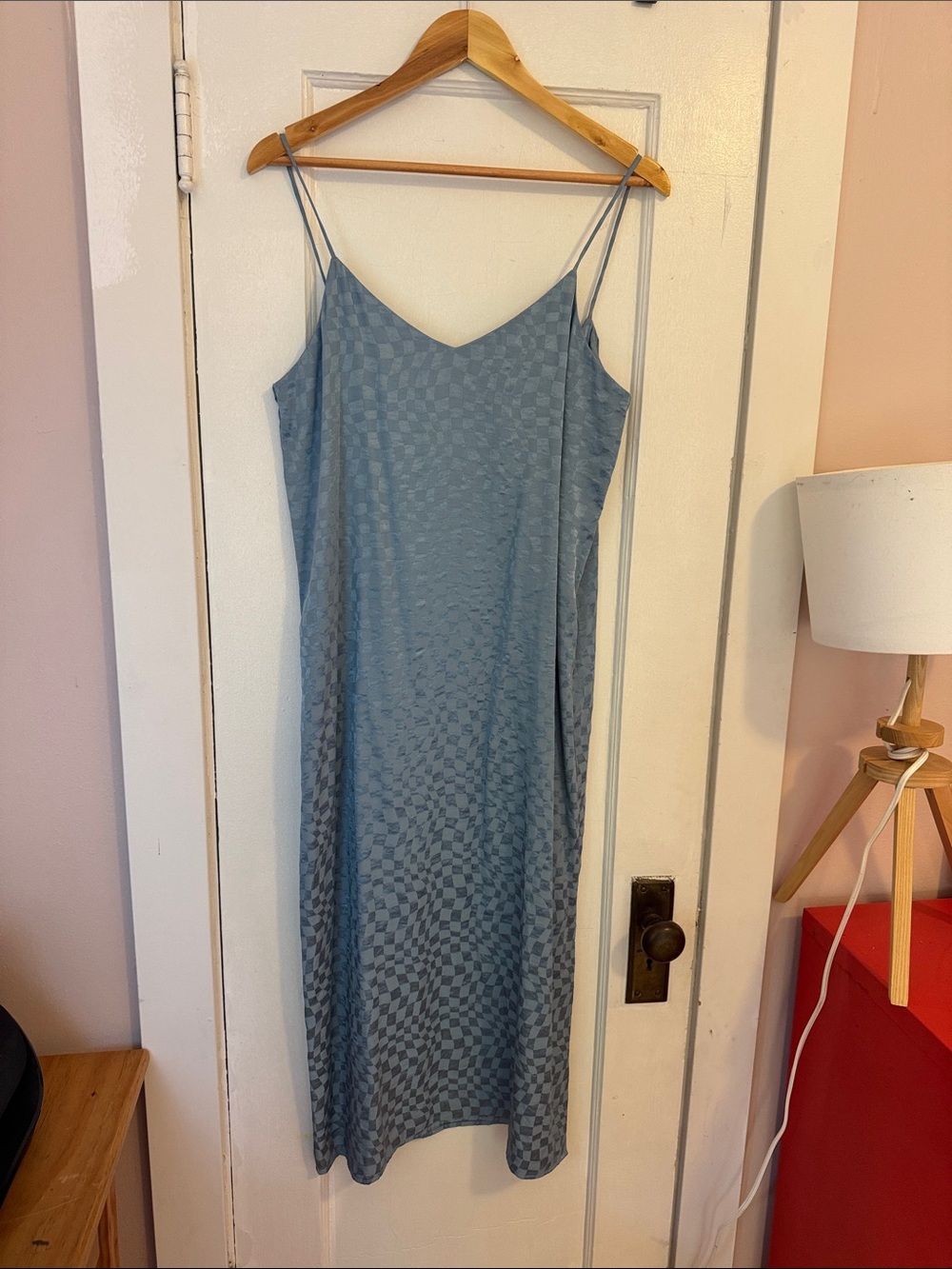 NWT Rita Row Satin Slip Dress in gorgeous blue pattern